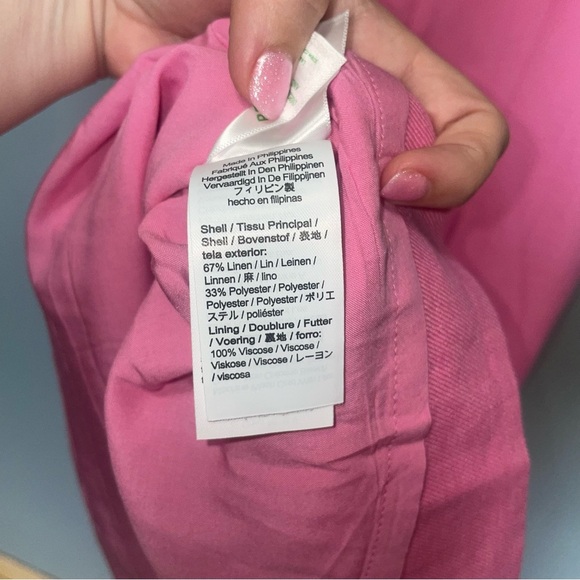 J. Crew Bow Front Shift Dress Linen Blend Bubblegum Pink XS - Picture 7 of 7